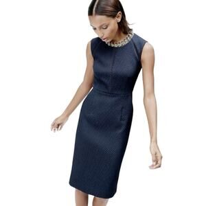 J. Crew Portfolio Matelasse Sleeveless Sheath Dress in navy blue.  Size 6